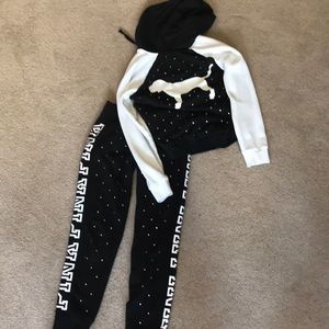 PINK sweatsuit with rhinestones